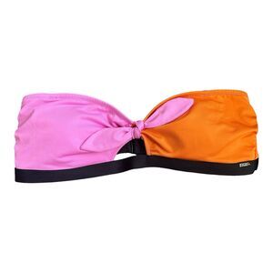 VS PINK Swim Colorblock Bandeau Top Twist‑Tie Front Size L Bright Sporty Summer